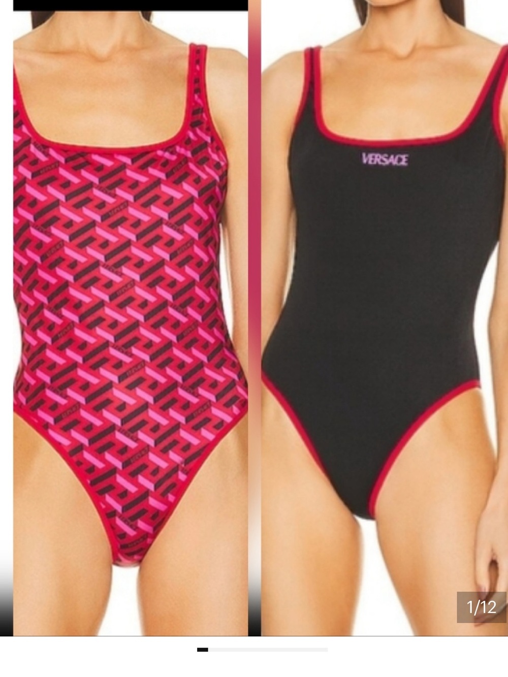 Versace Black and Hot Pink Reversible One-Piece Swimsuit
